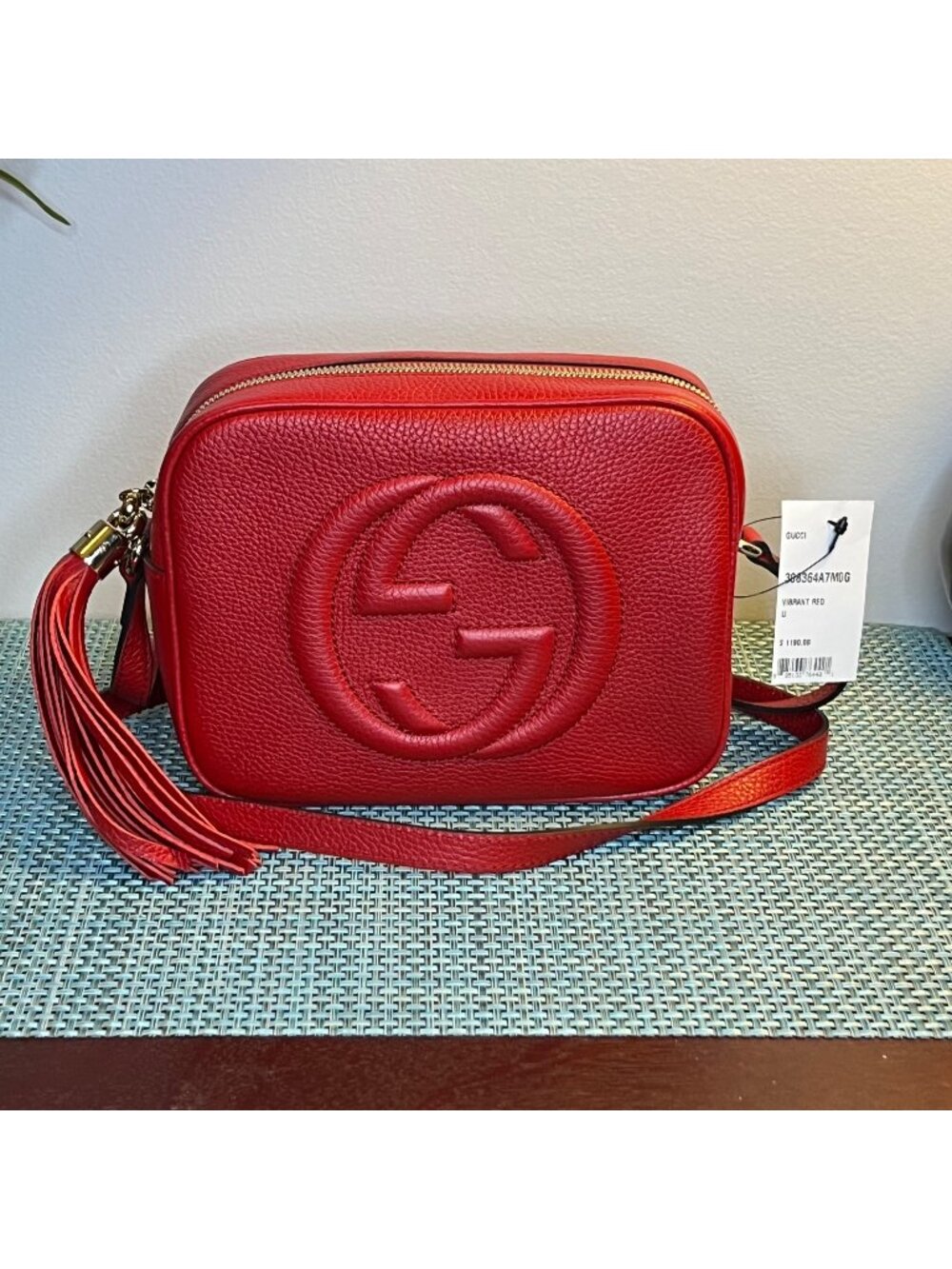 NWT Gucci Soho Disco Bag Vibrant Red Pebbled Calfskin Leather